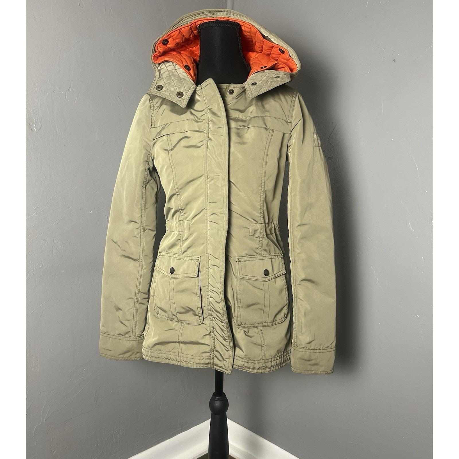Abercrombie & Fitch Women's Xs Utility Puffer Mid Length Coat Winter, Cozy, Warm